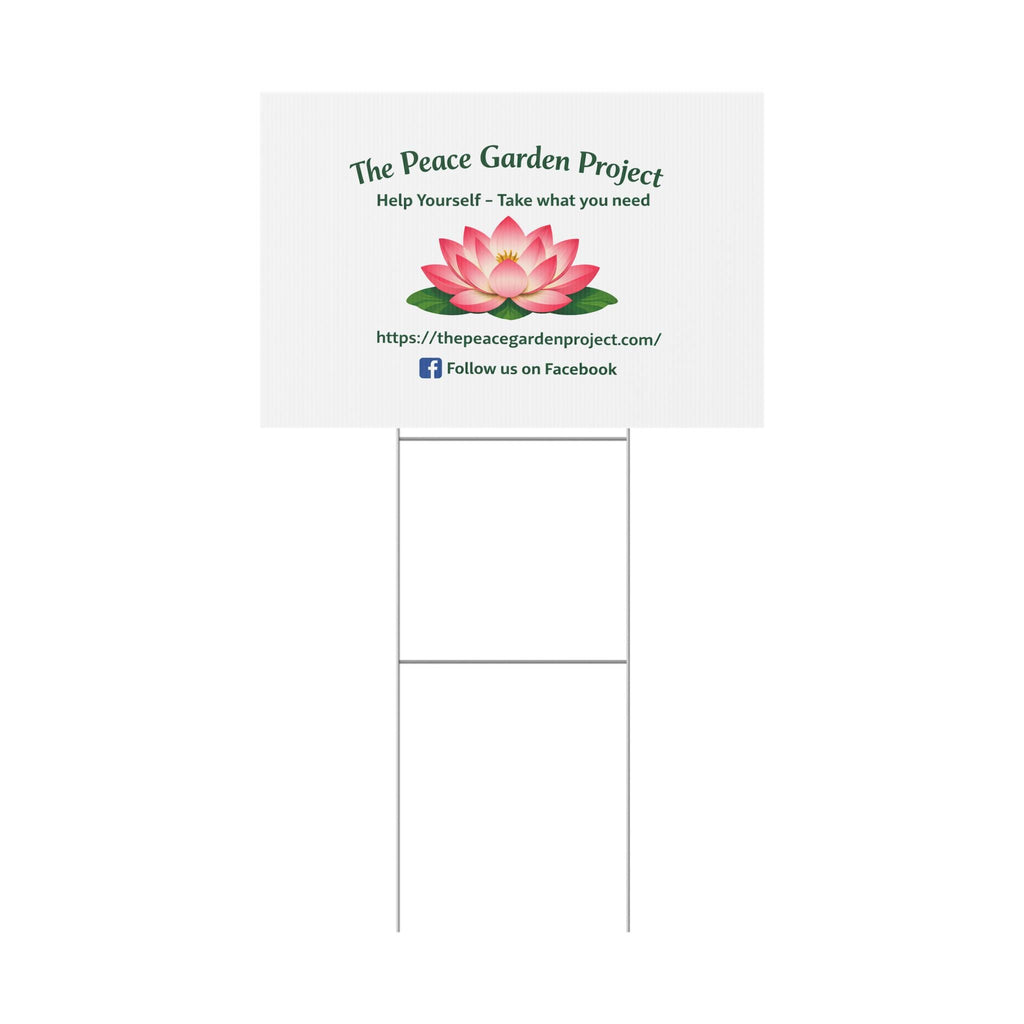 Lotus Logo Plastic Yard Sign | The Peace Garden Project, Help Yourself