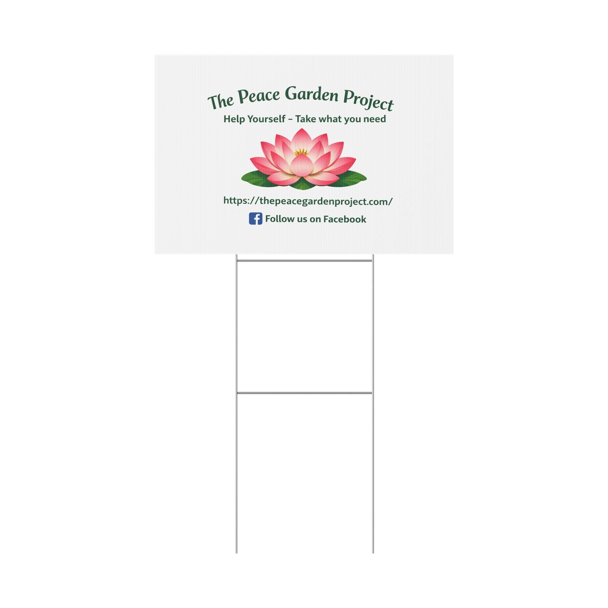 Lotus Logo Plastic Yard Sign | The Peace Garden Project, Help Yourself