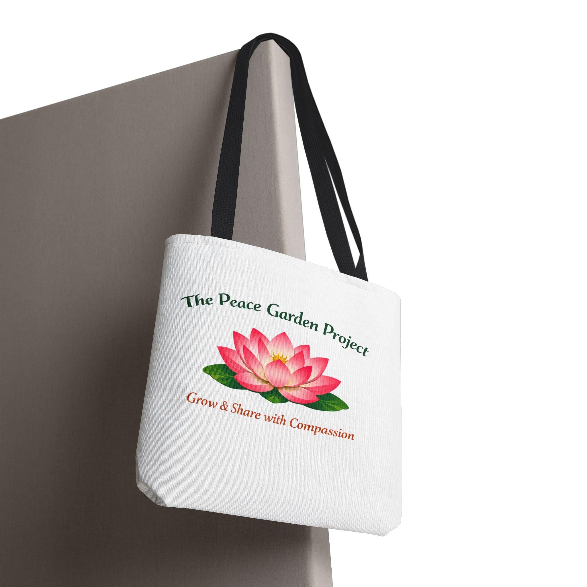 The Peace Garden Project lotus logo Tote Bag | Grow & Share with Compassion