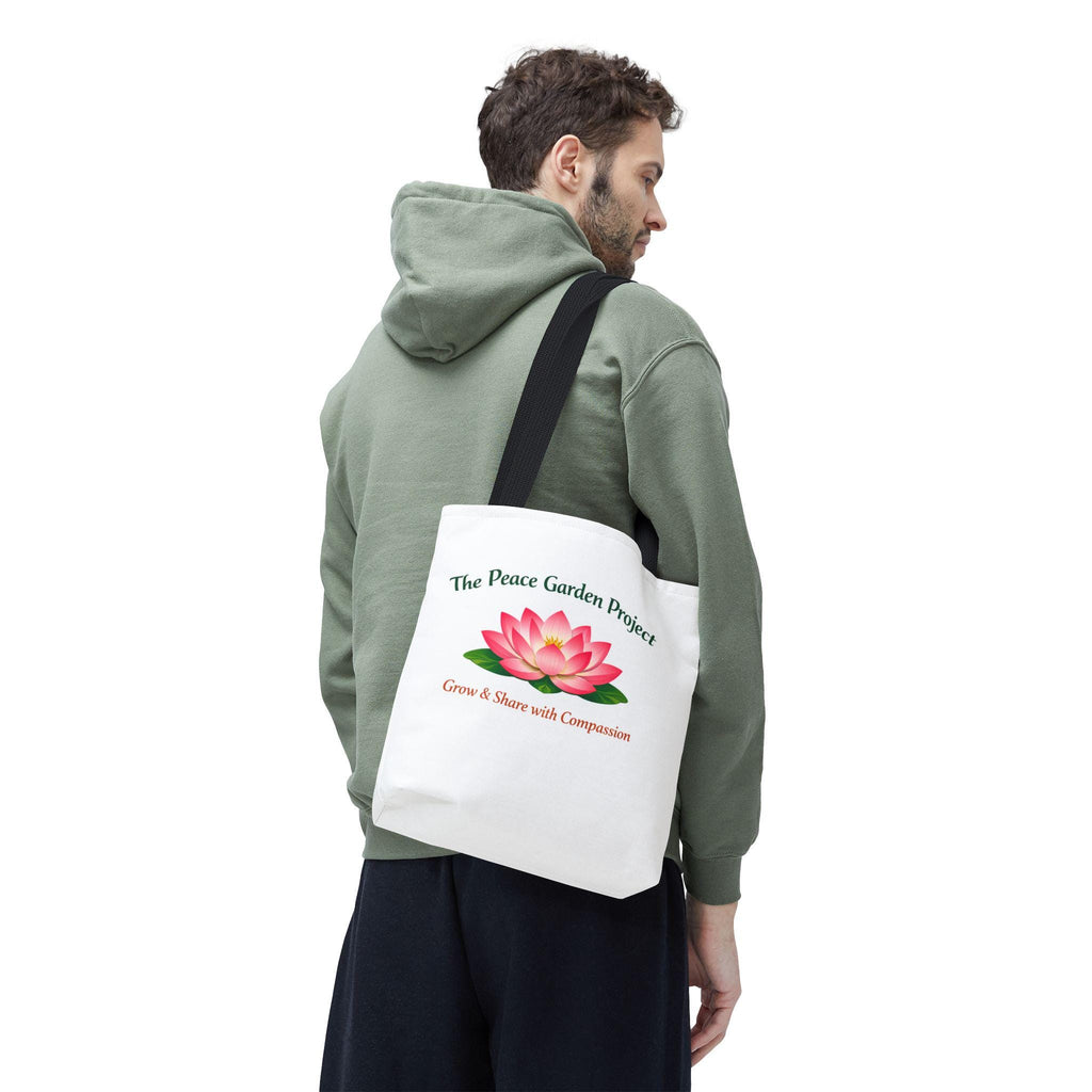 The Peace Garden Project lotus logo Tote Bag | Grow & Share with Compassion