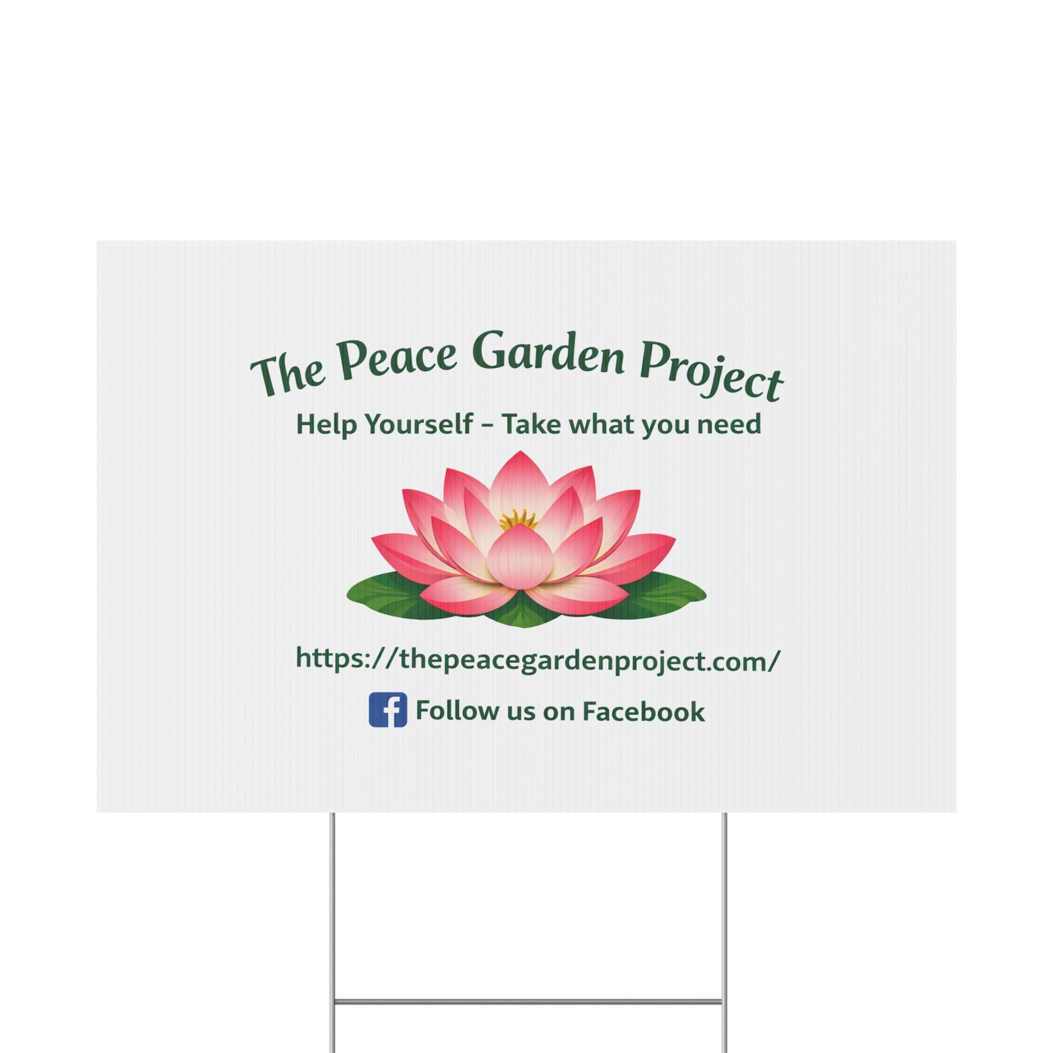 Lotus Logo Plastic Yard Sign | The Peace Garden Project, Help Yourself