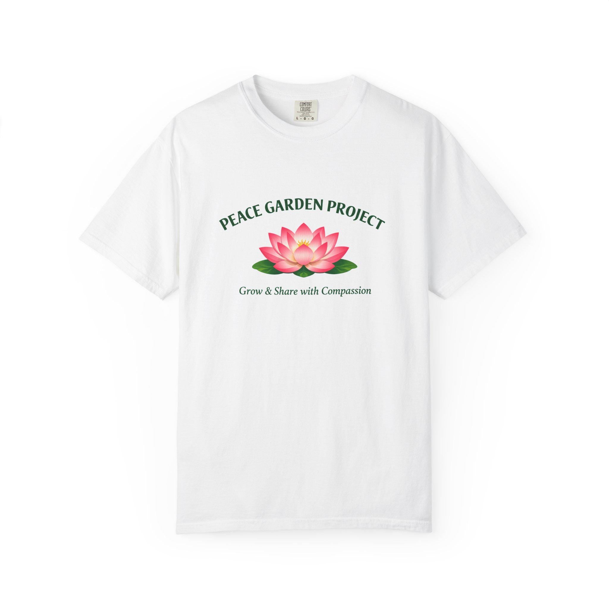 The Peace Garden Project lotus logo T-Shirt | Grow & Share with Compassion