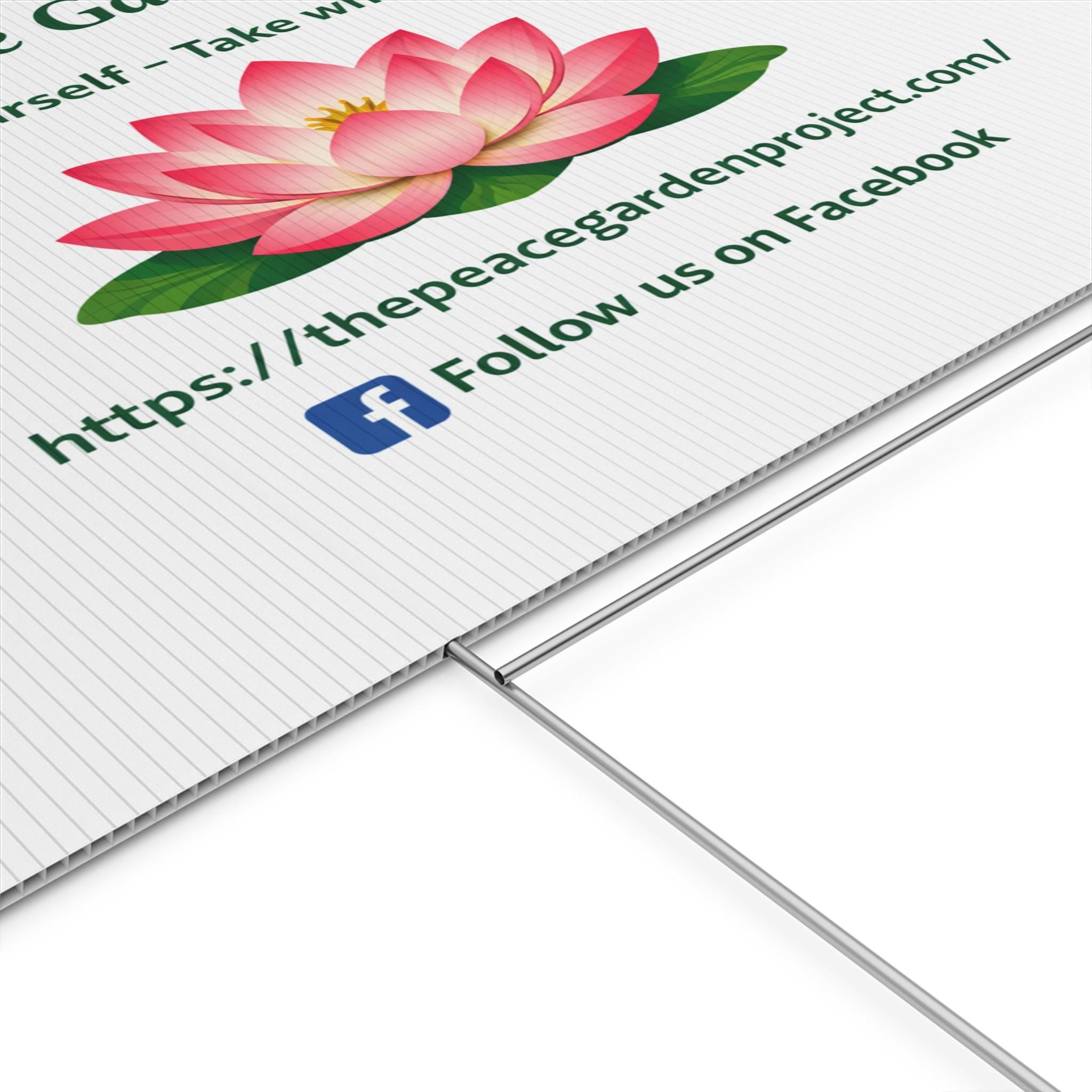 Lotus Logo Plastic Yard Sign | The Peace Garden Project, Help Yourself