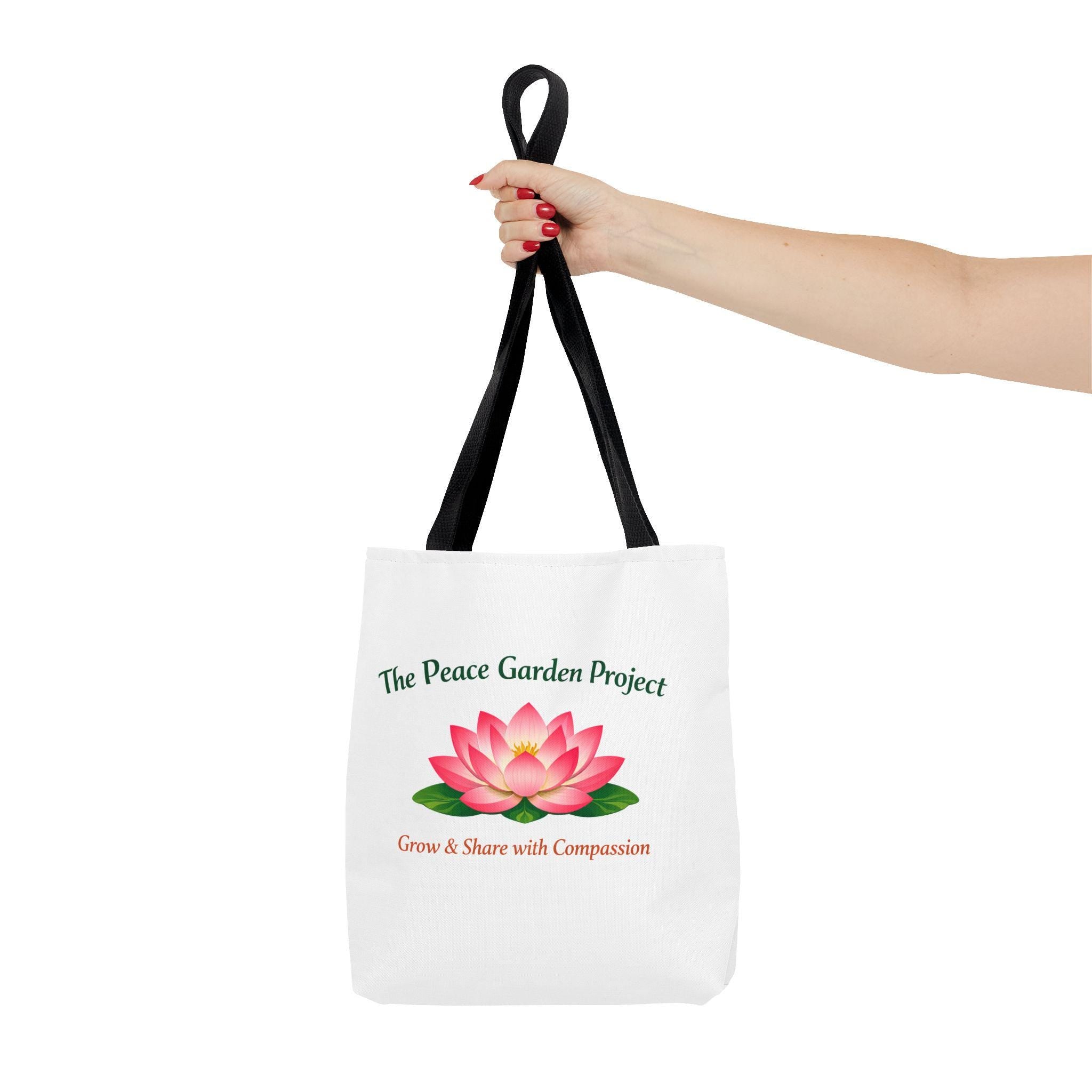 The Peace Garden Project lotus logo Tote Bag | Grow & Share with Compassion