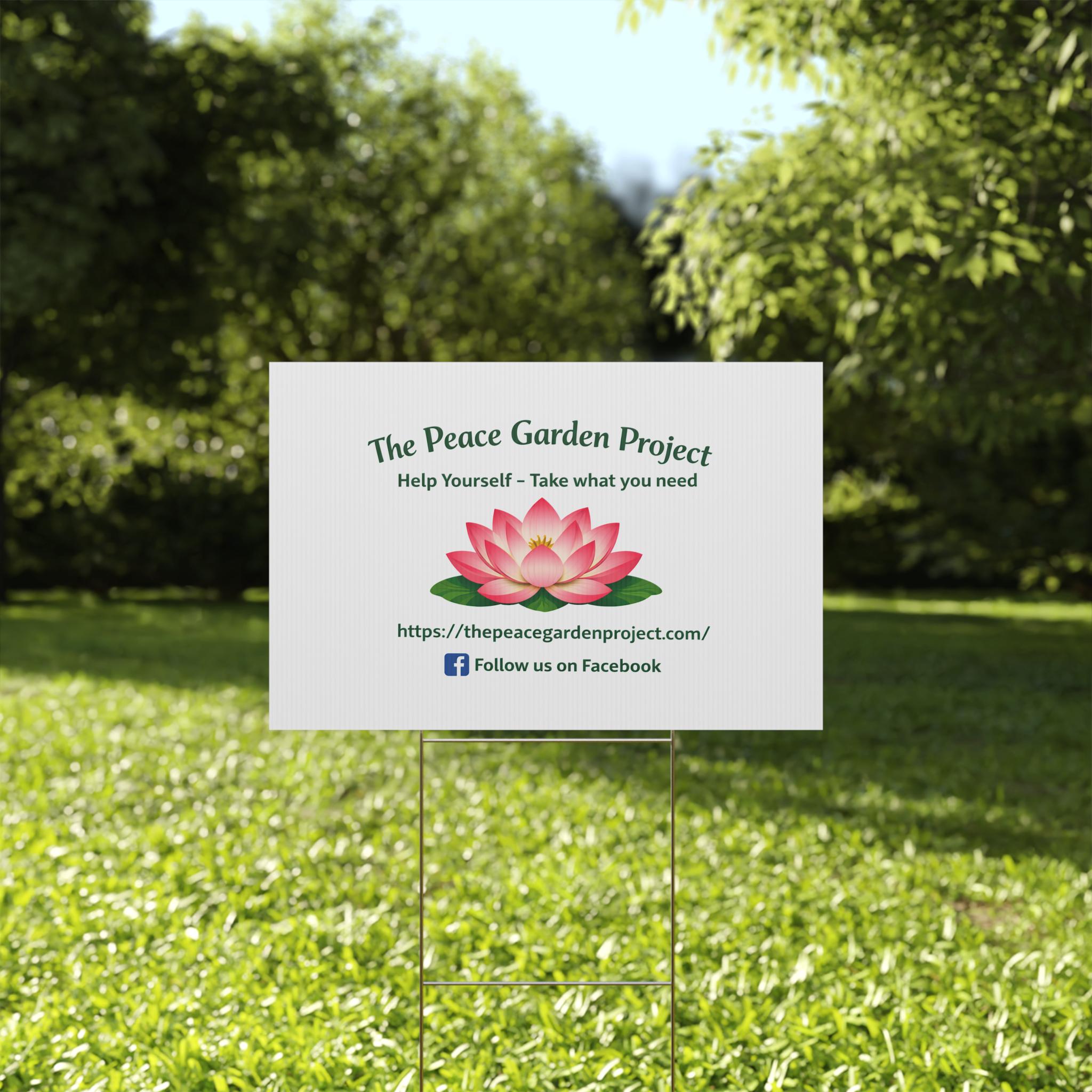 Lotus Logo Plastic Yard Sign | The Peace Garden Project, Help Yourself