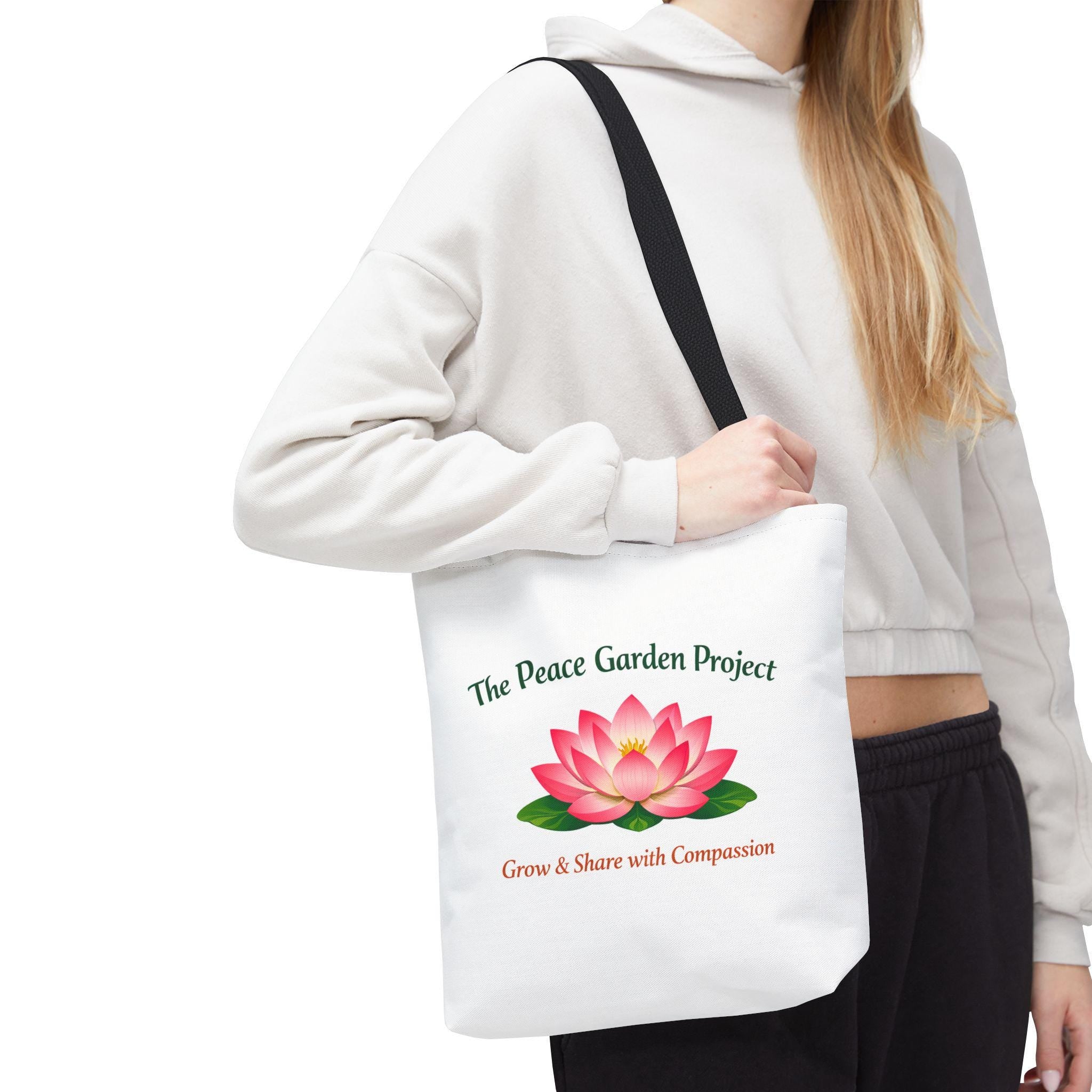 The Peace Garden Project lotus logo Tote Bag | Grow & Share with Compassion