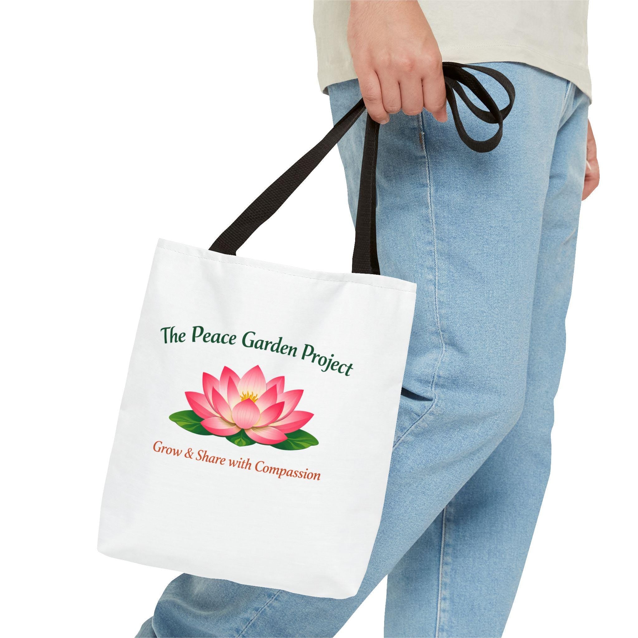 The Peace Garden Project lotus logo Tote Bag | Grow & Share with Compassion