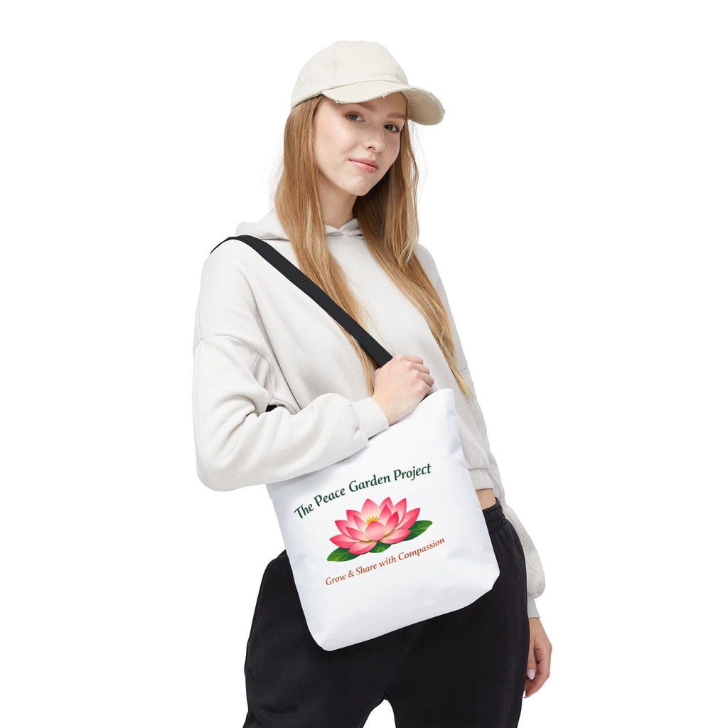 The Peace Garden Project lotus logo Tote Bag | Grow & Share with Compassion