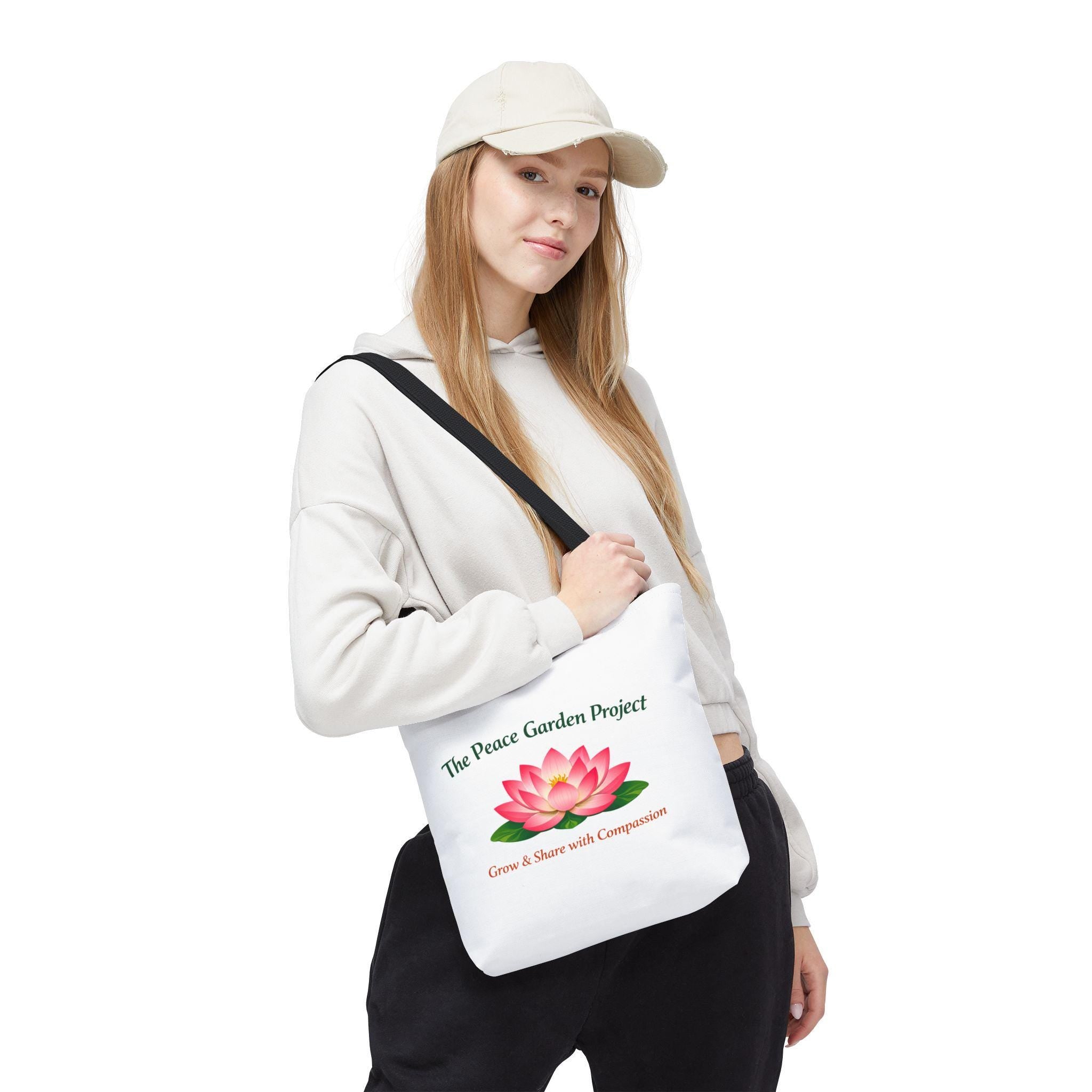 The Peace Garden Project lotus logo Tote Bag | Grow & Share with Compassion